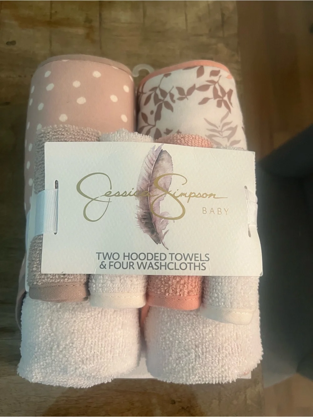 Jessica Simpson Pink Hooded Towels & Washcloth Set